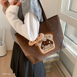 单肩包冬新款 潮今年流行网红爆款 可爱休闲复古托特包2025时尚 韩版