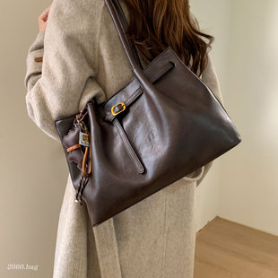 时尚 百搭气质女潮休闲复古单肩包包 豹纹大容量托特包2025秋冬新款