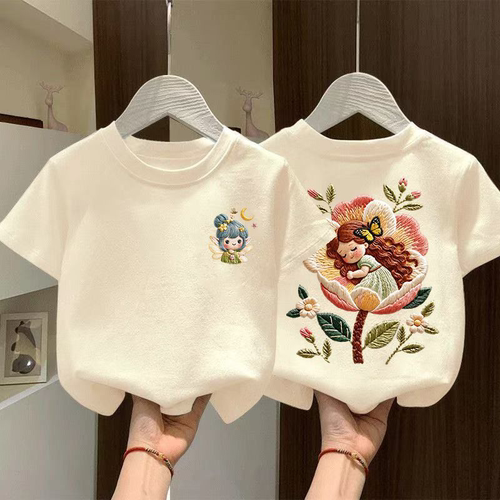 女童纯棉萌趣卡通短袖T恤
