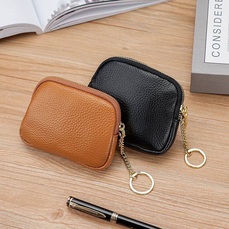 头层牛皮零钱包女卡包钥匙包软皮小包硬币包拉链迷你真皮短款钱包