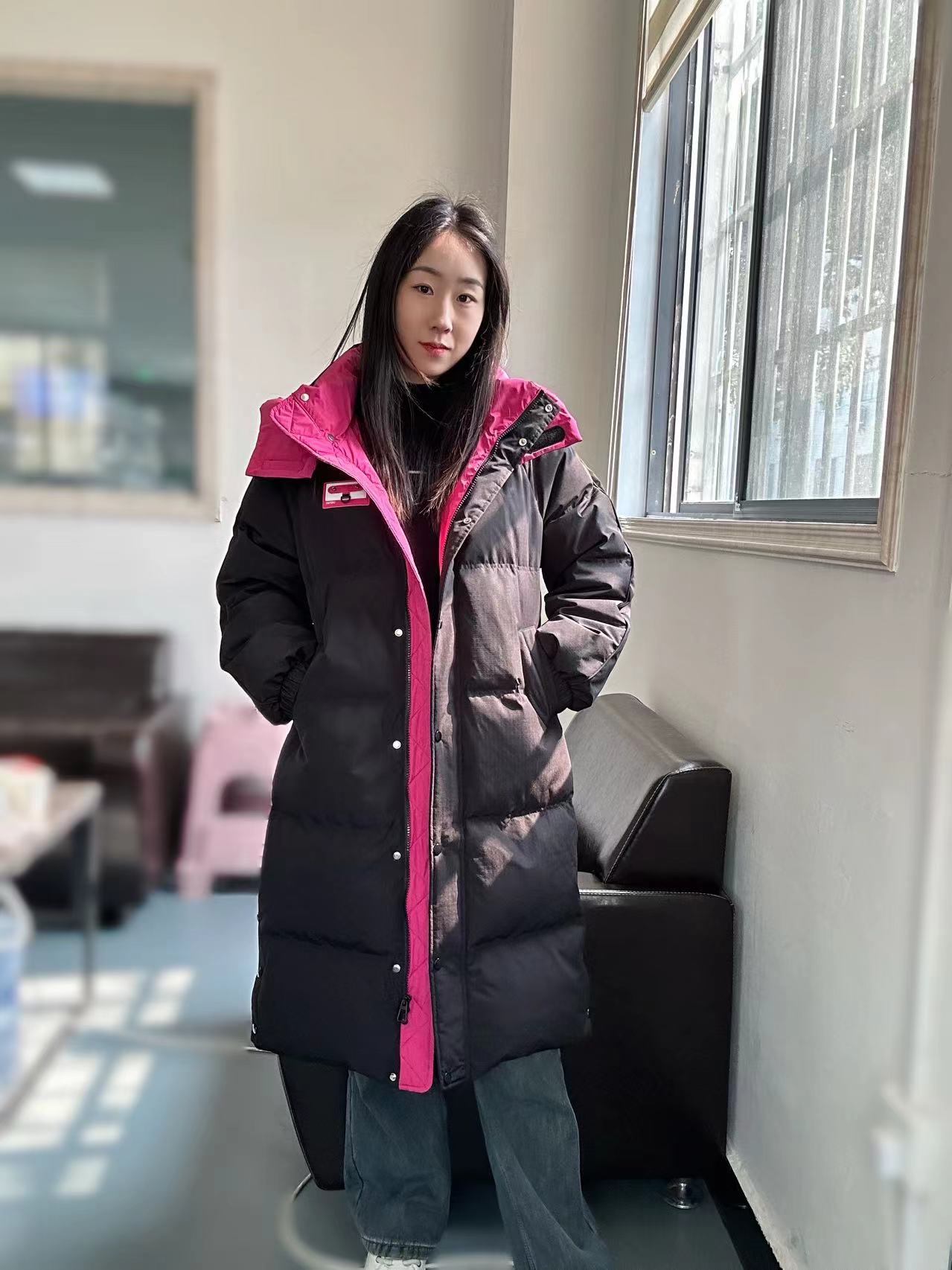 5002款反季羽绒服女中长款过膝新款韩版时尚宽松加厚白鸭绒面包服