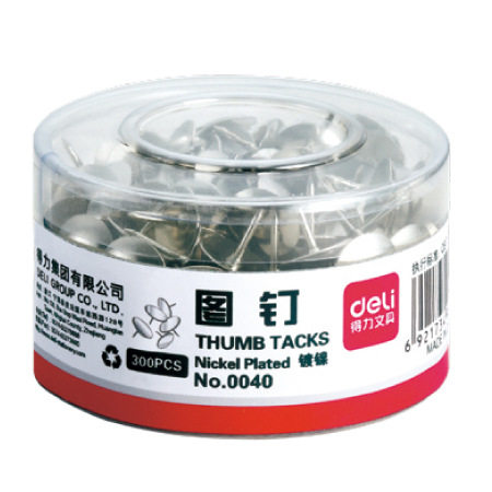 得力0040图钉镀镍金属圆头墙钉