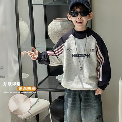 山东即墨源头工厂网店童装卫衣男童秋季儿童韩版2025新款加绒美式
