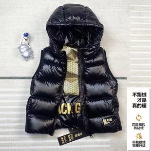 浙江嘉兴平湖羽绒服2025新款黑金马甲秋冬中大童加厚男女童背心潮