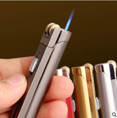 抖音奥麦充气打火机防风直冲蓝焰个性超薄定制刻字小巧迷你便携