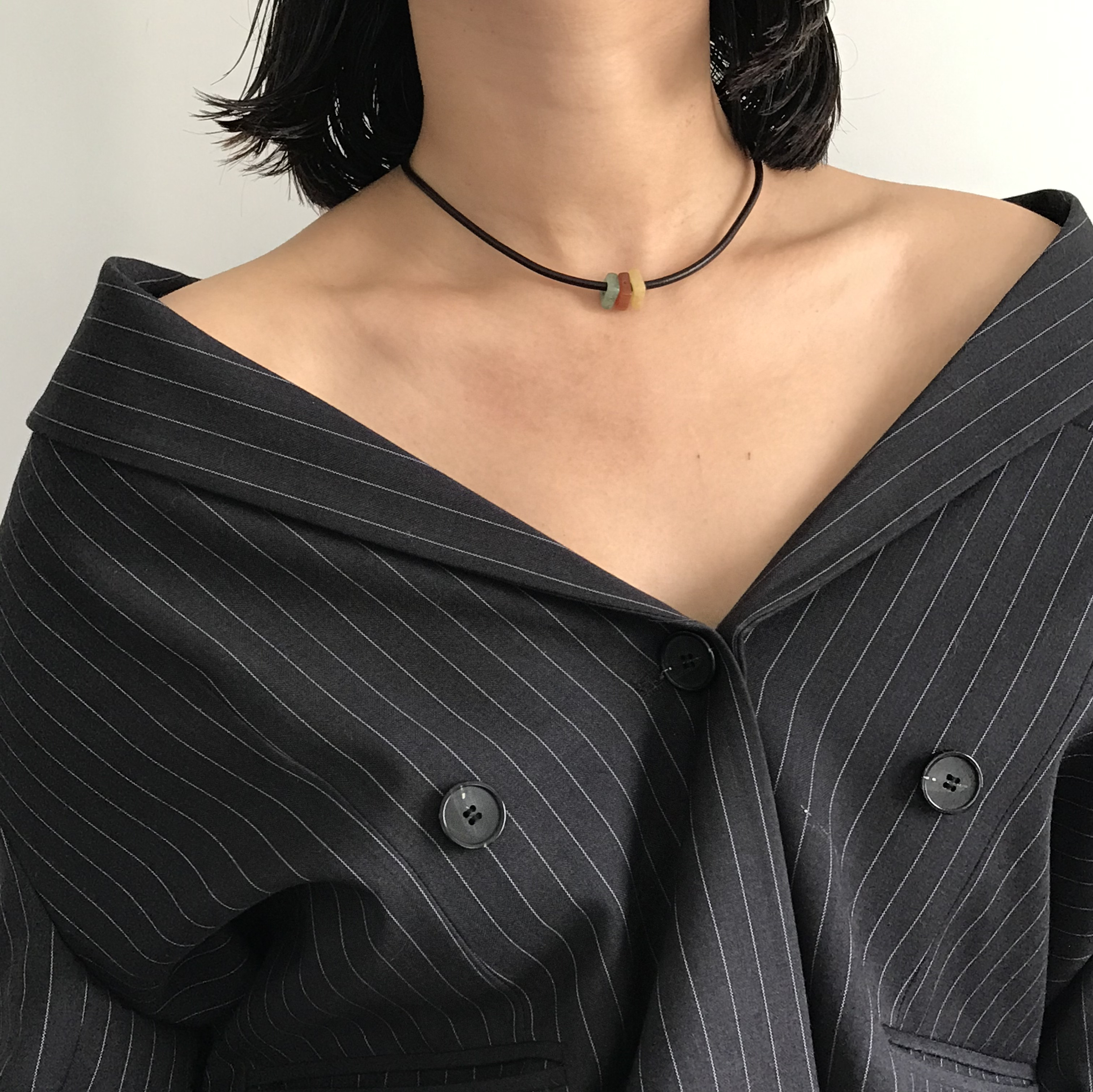 三环路原创方形天然石皮绳项链黄玉东陵玉项链高级轻奢小众设计,饰品/流行首饰/时尚饰品新,项链,淘宝优惠券,粉丝福利购,淘宝优惠卷