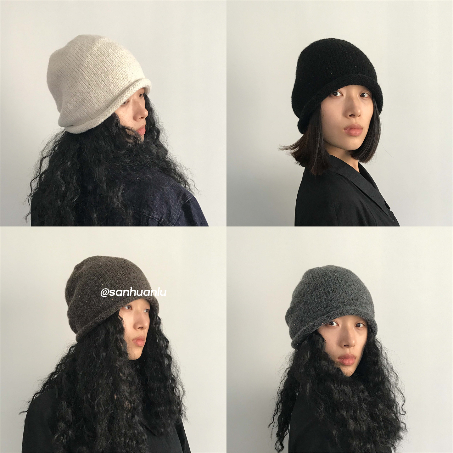 三环路卷边细闪堆堆帽