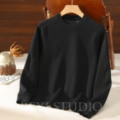 JIEYI 重磅360g一体绒保暖针织卫衣抗起球保暖高级感纯色男士 毛衣