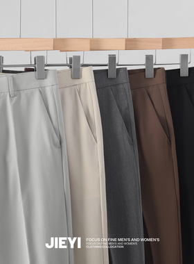 介乙 立体裁剪潮流男士休闲西裤复古简约韩版百搭透气夏款九分裤