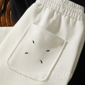 后袋简约刺绣休闲卫裤 男士 日系休闲运动裤 JIEYI 抽绳直筒阔腿长裤