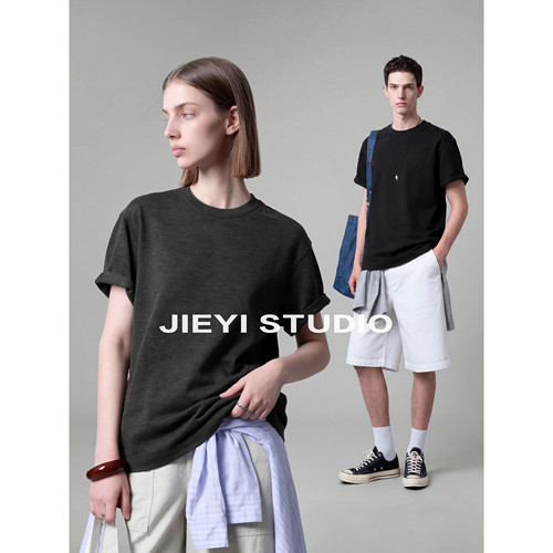 JIEYI 【轻氧感】凉感空气层T恤衫丝滑软弹空气层莱赛尔混纺上衣