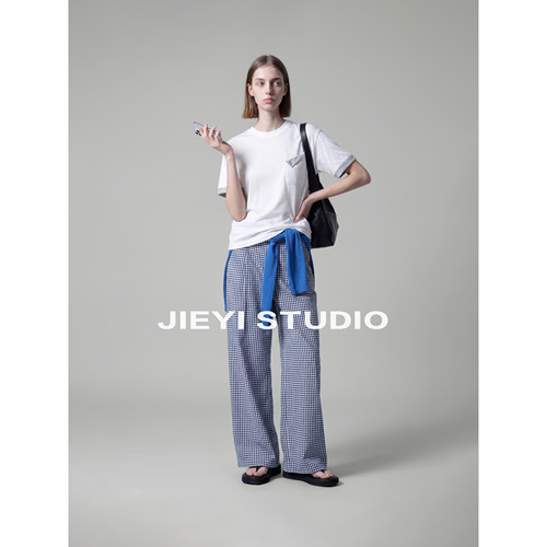 JIEYI  cleanfit极简松弛圆领T恤衫男不规则贴袋设计落肩短袖上衣