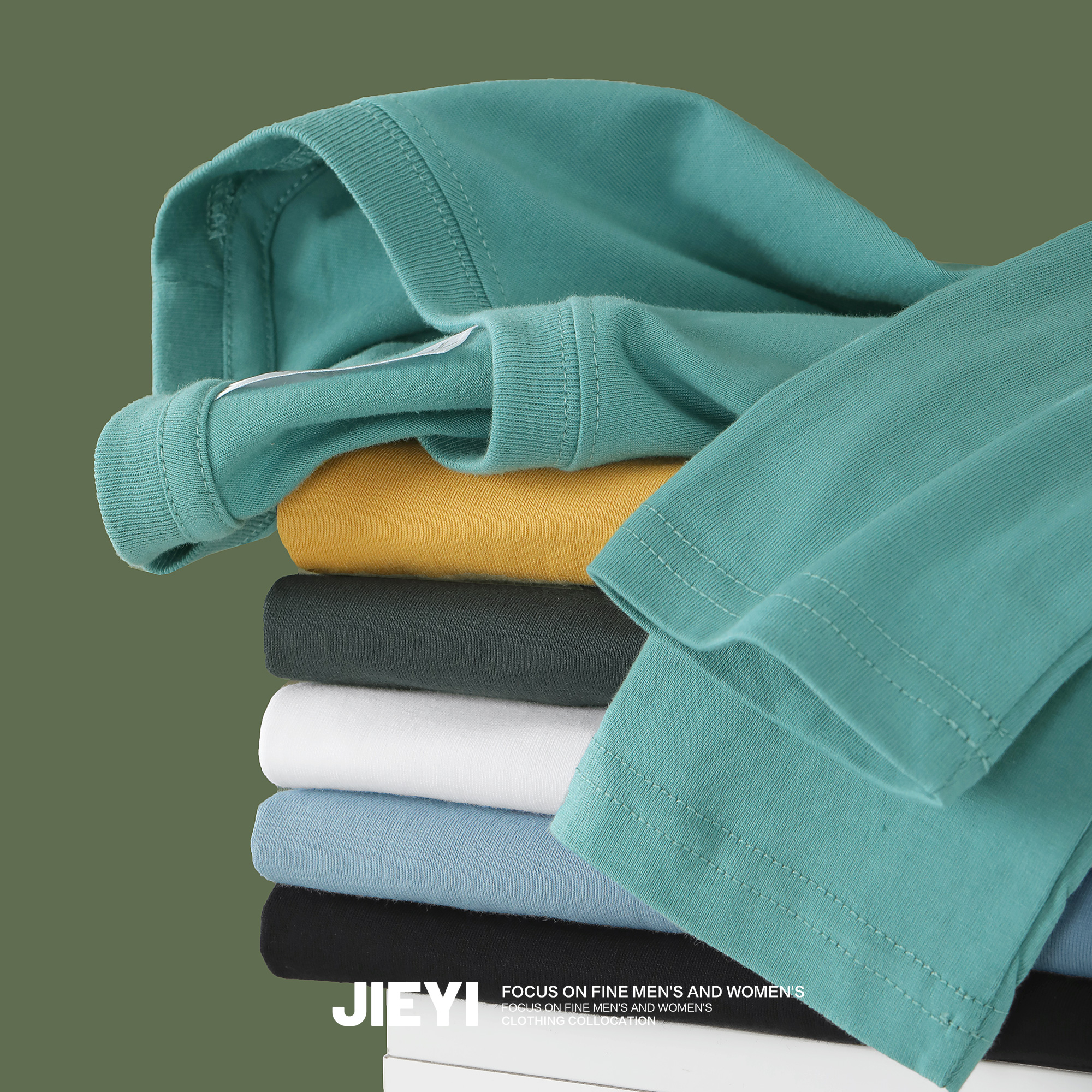 JIEYI 马卡龙纯色韩版休闲打底衫男百搭纯棉内搭长袖T恤短袖上衣