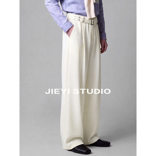 JIEYI 「坠感免烫」按扣可调节腰带休闲西裤极简风outfit阔腿长裤