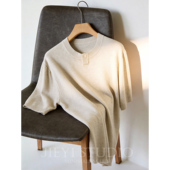 男夏薄款 JIEYI 天丝莱赛尔混纺亚麻一粒扣亨利领针织短袖 上衣T恤