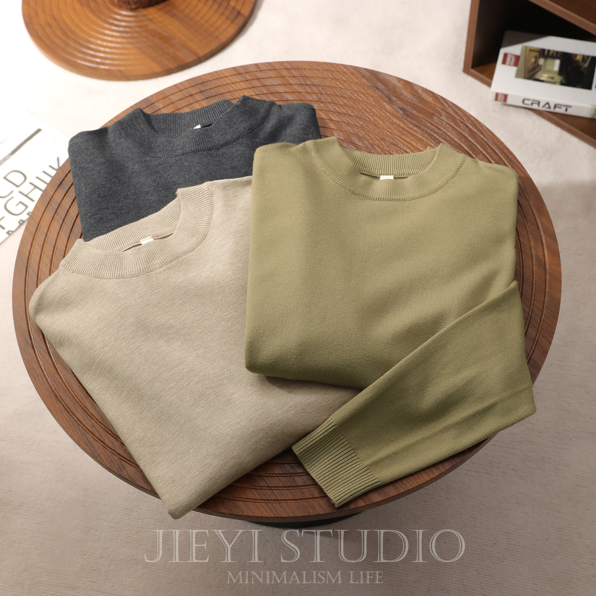 JIEYI 包芯纱保暖御寒冬季毛线衣螺纹底摆提花净版纯色潮男针织衫,男装,针织衫/毛衣,淘宝优惠券,粉丝福利购,淘宝优惠卷