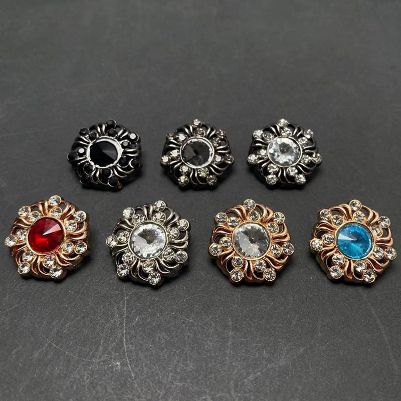 七边形镂空粘钻铆钉金属彩钻撞钉水晶玻璃钻diy手工材料鞋面箱包