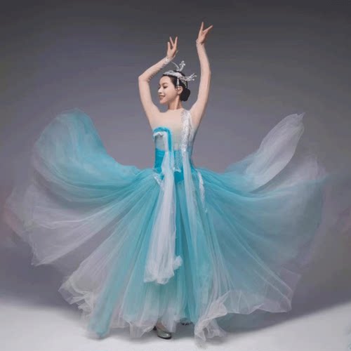 新款古典舞大摆裙大江大河开场舞歌伴舞大型舞台连衣裙舞蹈演出服