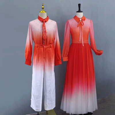 大合唱团演出服中学生诗歌朗诵比赛主持表演服现代舞蹈服装连衣裙