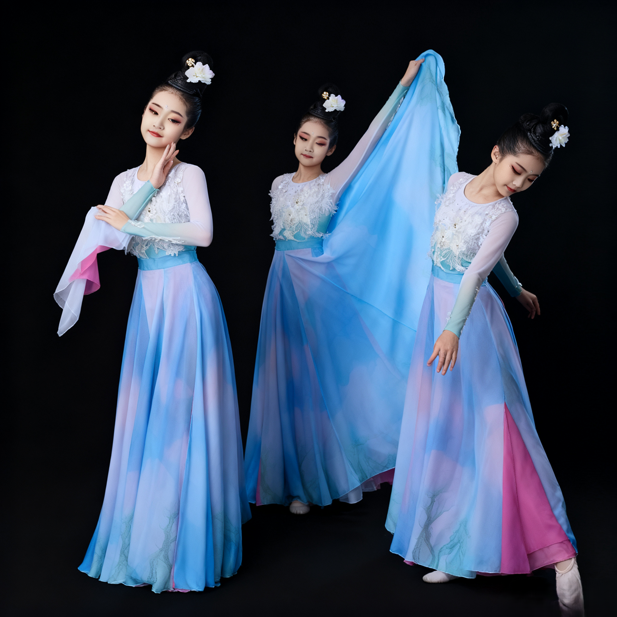 儿童芙蓉似锦满城花古典舞演出服