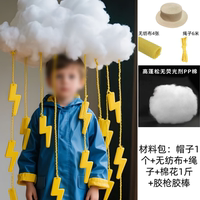 Halloween rain without an umbrella, children dress up with cloud-raindrop-shaped headwear, creative handcrafted festival photo props thumbnail 2