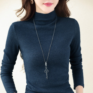 女毛线衫 针织打底衫 长袖 秋冬洋气内搭女士上衣百搭高领仿羊绒修身