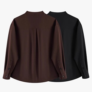 HERBEL/黑白秋季休闲百搭流光风衬衫长袖男士休闲西装外套复古潮