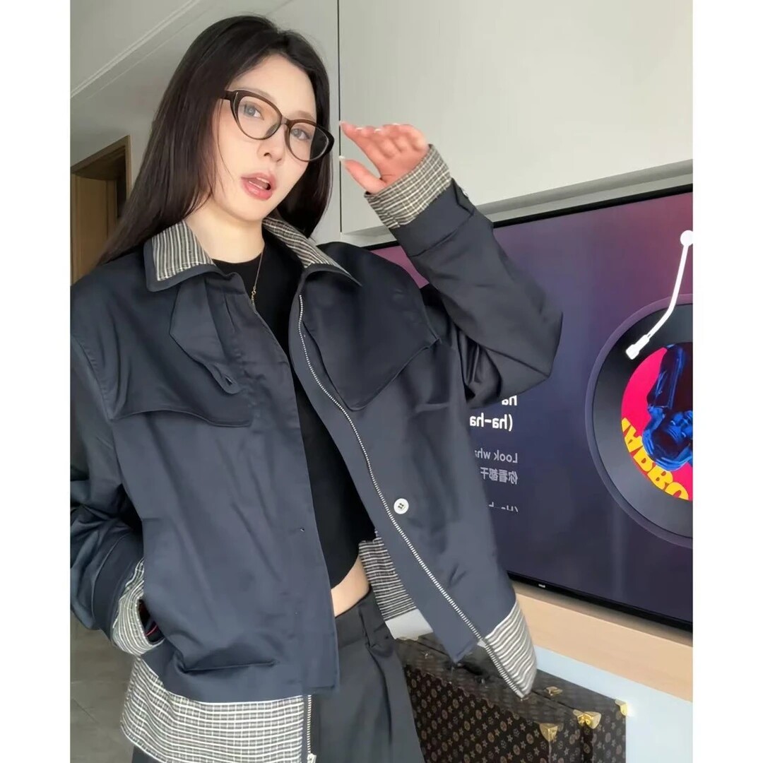 MADEMOCAI 秋季男拼接夹克设计感收口袖上衣设计师秋季气质长袖