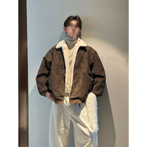 HN潮牌-冬季美拉德毛领棉服加绒加厚保暖百搭情侣棉衣