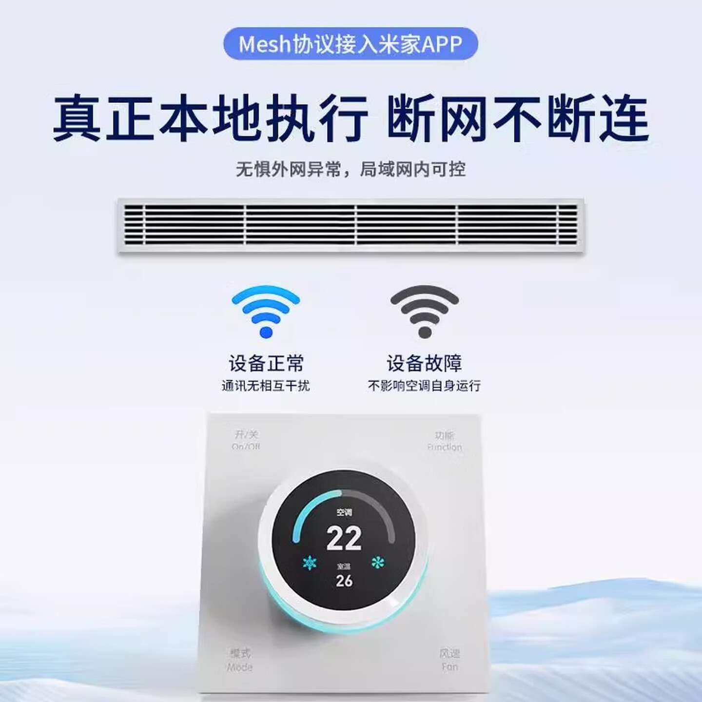 空调地暖新风三合一旋钮智能面板图片