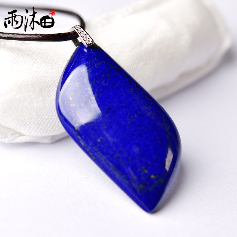 天然青金石纯银镶嵌吊坠男女项链水晶民族风送证书时尚百搭高贵