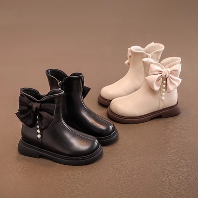 好看又显瘦~女童真皮加绒马丁靴