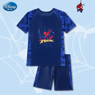 儿童蜘蛛侠泳衣新款两件套卡通蜘蛛人分体游泳衣中大童游泳套装男