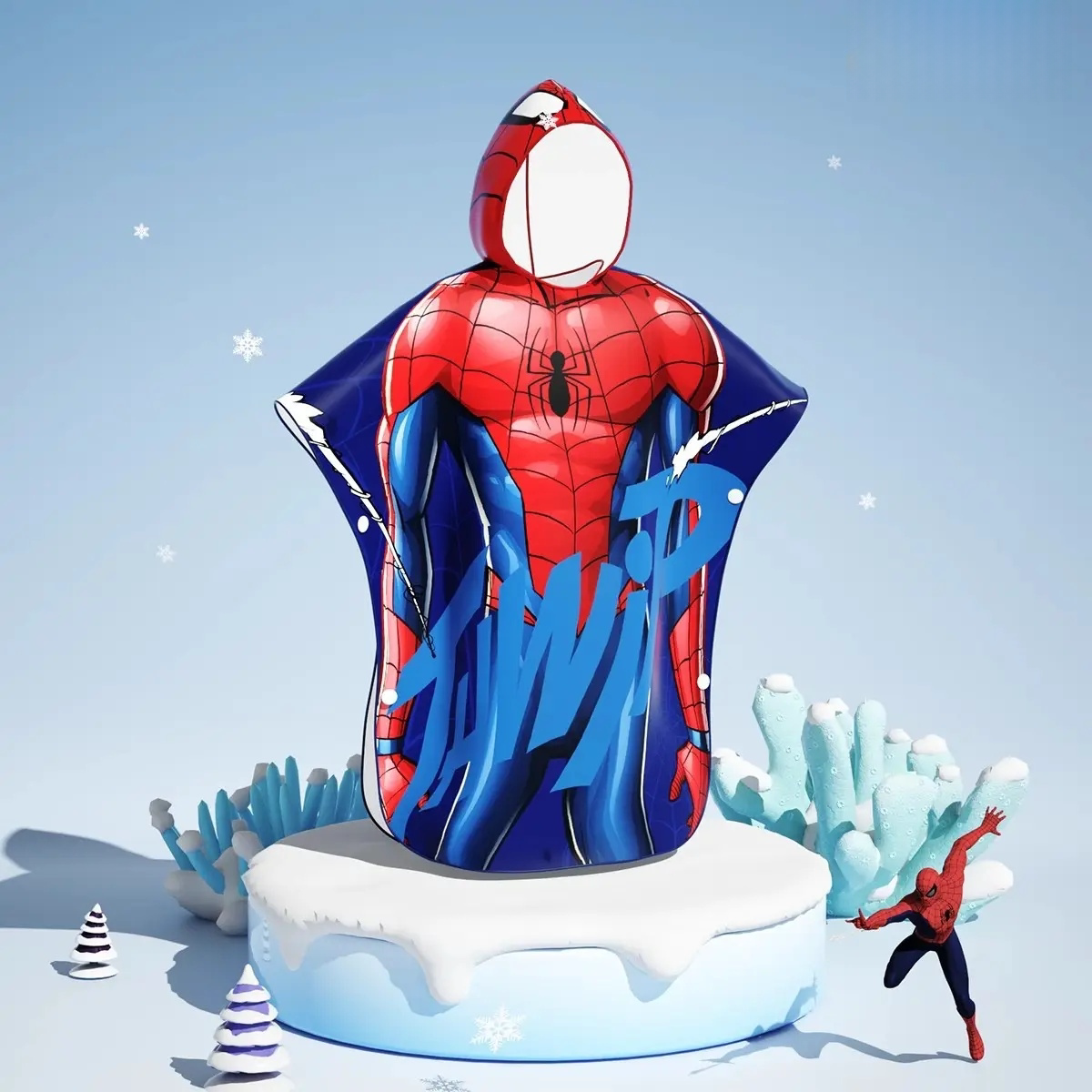 儿童蜘蛛侠浴巾带帽吸水卡通蜘蛛人洗澡浴袍专用沙滩巾新款男孩子