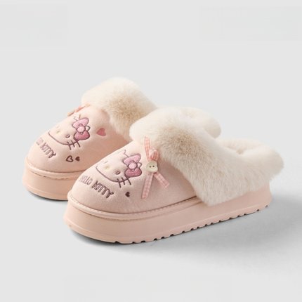 HelloKitty棉拖鞋秋冬季可爱凯蒂猫卡通居家加绒保暖外穿毛毛拖鞋