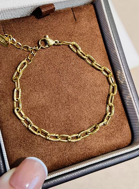 压花金色链条手链叠戴饰品