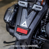 SP车贴摩托车后挡泥板空心三角反光贴电动车后方安全警示防水贴纸