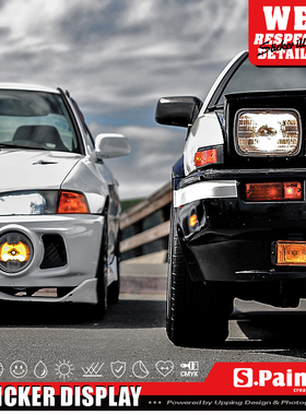 S.P贴绘社卡通头文字D藤原豆腐贴纸REDSUNS车身车窗装饰反光贴