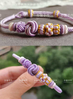 纯手工编织淡雅风手绳可穿珠女