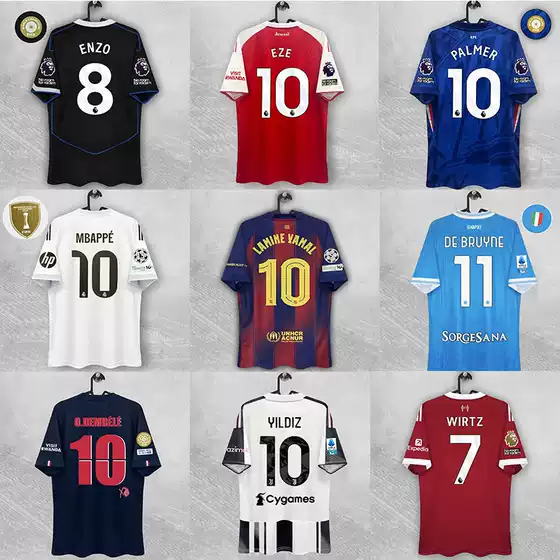 2526 Real Madrid Mbappe Chelsea Palmer Napoli De Bruyne Barcelona Yamal Printed Jersey