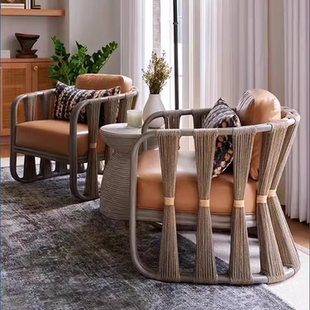 创意户外沙发庭院别墅花园藤编家具防水防晒阳台休闲椅室外单人