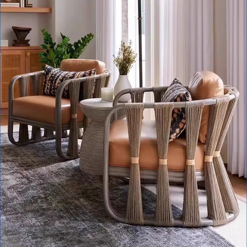 创意户外沙发庭院别墅花园藤编家具防水防晒阳台休闲椅室外单人