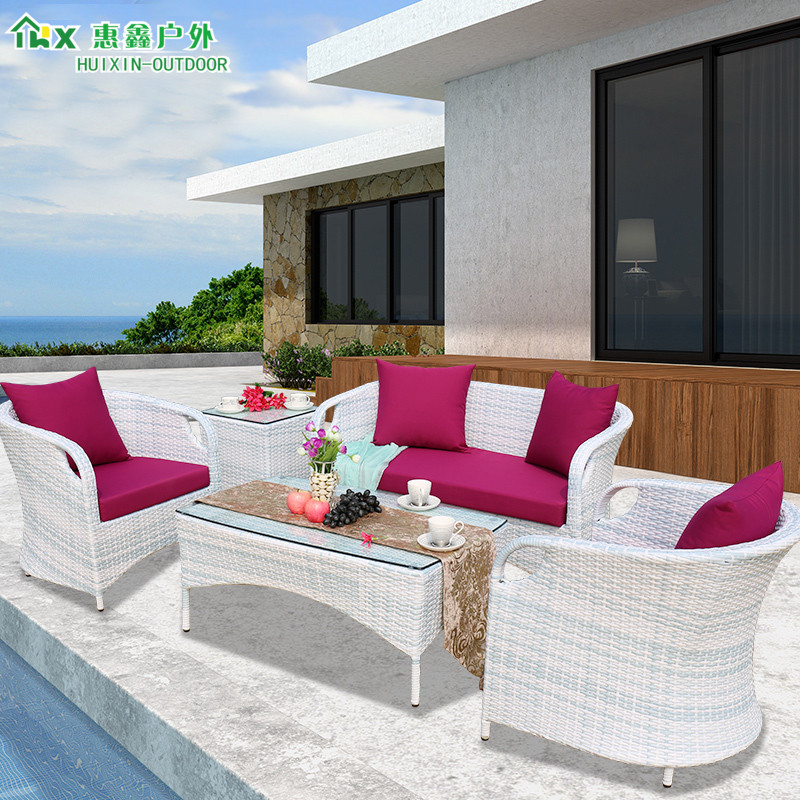 圆弧形藤沙发户外休闲藤编沙发组合花园庭院室外阳台酒店藤沙发