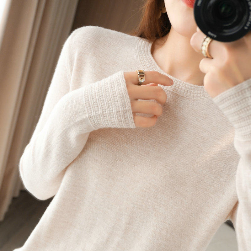 【精纺羊毛可机洗不起球】扬子纱100%精纺羊毛圆领套头打底衫外穿,女装/女士精品,毛针织衫,淘宝优惠券,粉丝福利购,淘宝优惠卷