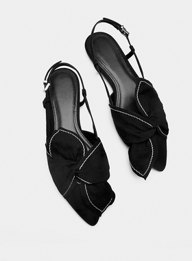 【亏本清仓】黑色平底单鞋女夏百搭晚晚鞋一字扣凉鞋蝴蝶结穆勒鞋