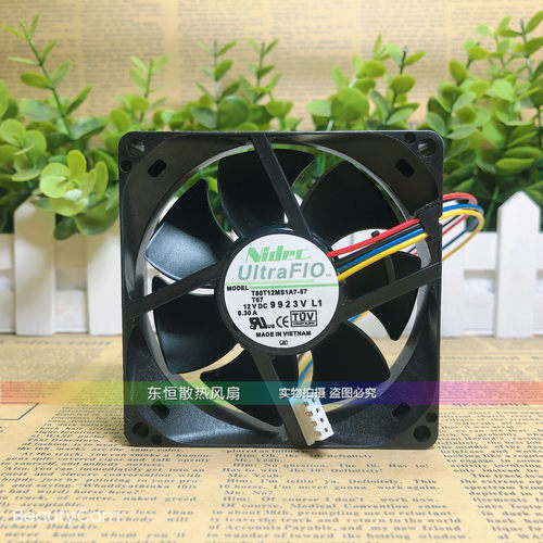 原装nidec 8025 T80T12MS1A7-57 12V 0.3A 8cm 四线机箱 散热风扇