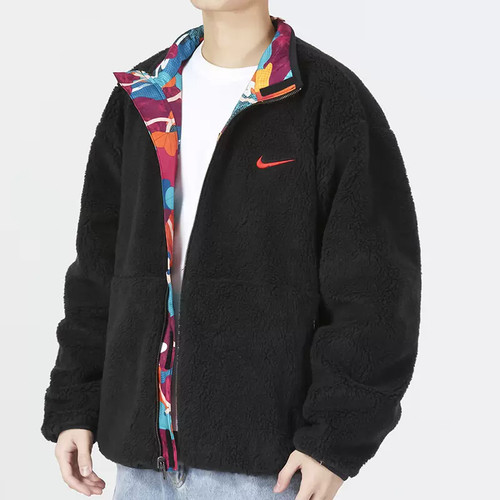 正品Nike耐克男子新款保暖仿羊羔绒休闲运动双面穿外套FD4057-010