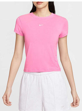 NIKE耐克女短袖夏季LOGO透气运动休闲高腰半袖T恤FV5509-675