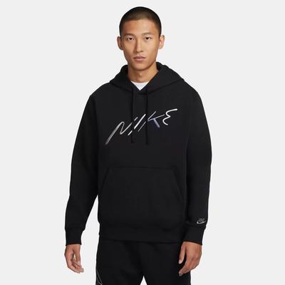 正品NIKE/耐克秋冬季男子黑色加绒卫衣保暖连帽套头衫 FB7489-010