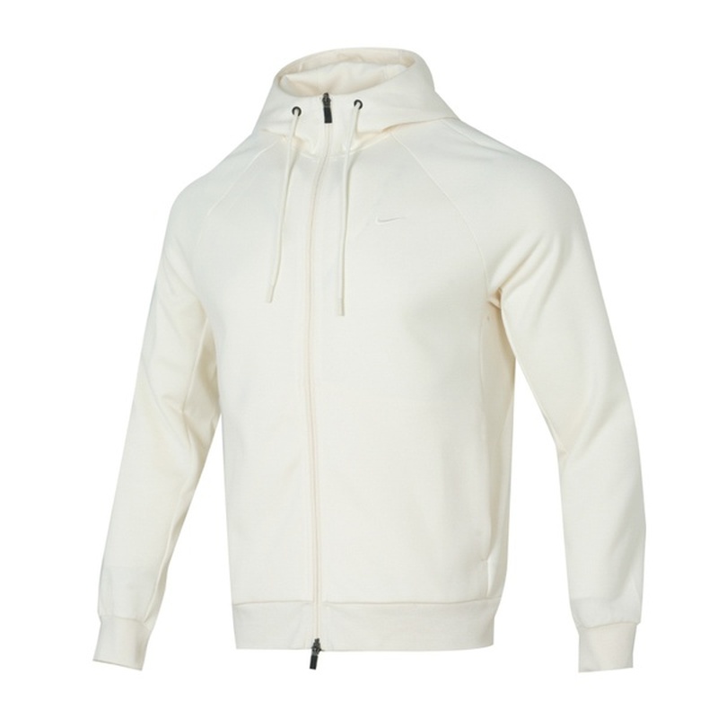 耐克DRI-FIT男速干百搭开襟连帽衫防晒衣白色夹克外套FZ0968-110